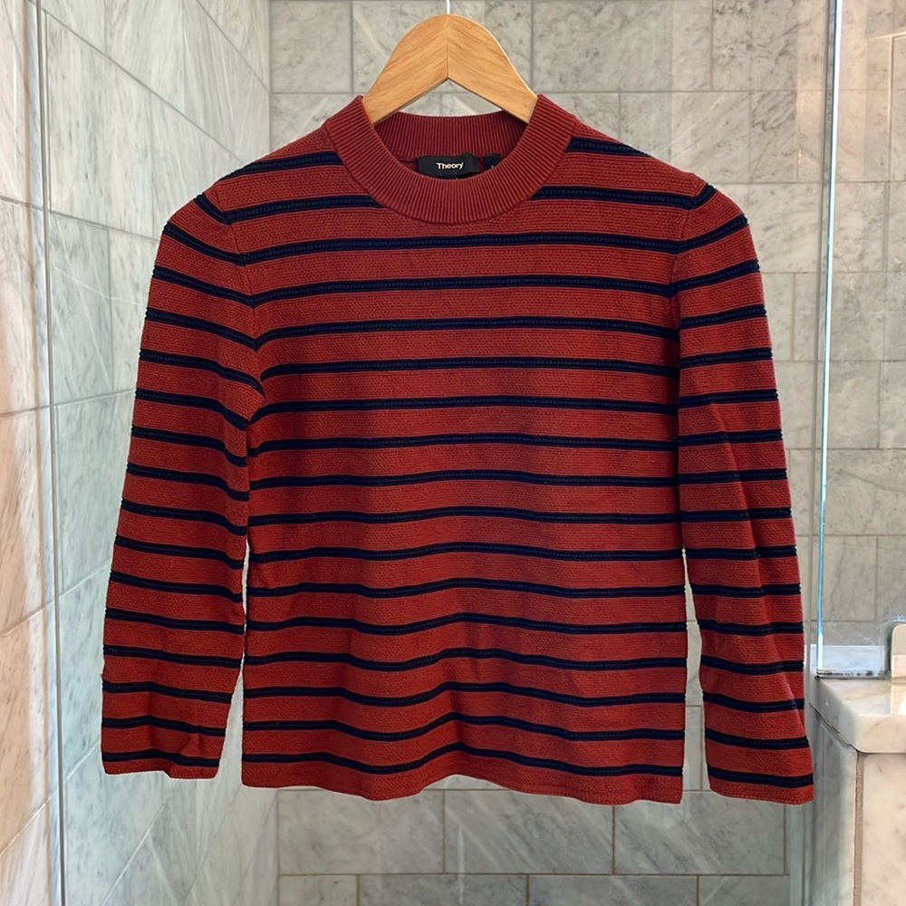 Theory striped cropped long sleeve top